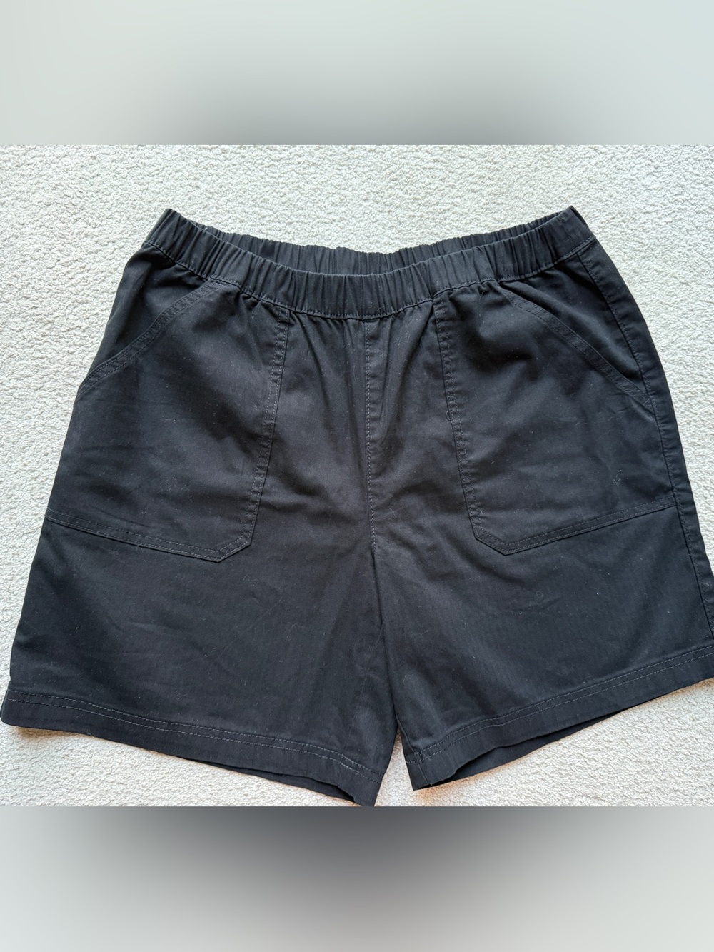 Style & Co Womens Pull On Shorts Black Elastic Waist 7” Inseam Pockets Large L